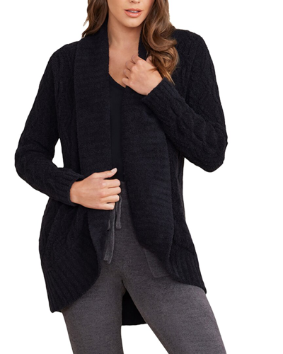 Barefoot Dreams Cozychic Cable Shawl Cardigan In Black