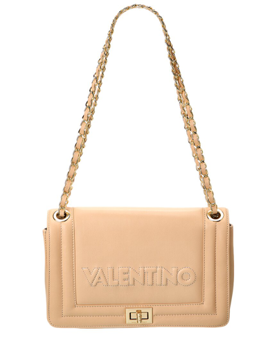 Shop Valentino By Mario Valentino Alice Embossed Leather Shoulder Bag In Beige