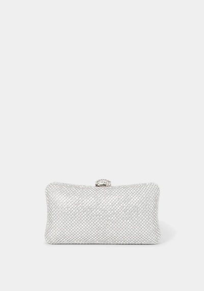 Shop Bebe Dianna Hardshell Diamond Clutch In Silver,white