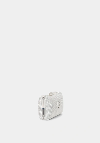 Bebe Dianna Hardshell Diamond Clutch In Silver,white