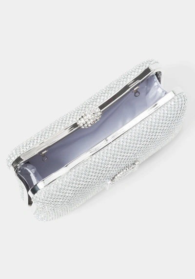 Bebe Dianna Hardshell Diamond Clutch In Silver,white