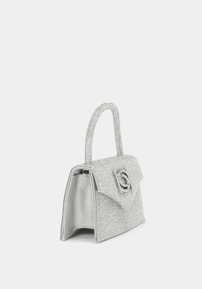 Bebe Hollywood Diamond Mini Satchel In Silver,white