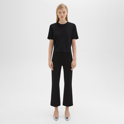 Shop Theory Cropped Flare Pant In Crepe Knit In Black