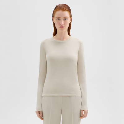 Shop Theory Tiny Long-sleeve Tee In Organic Cotton In Pumice
