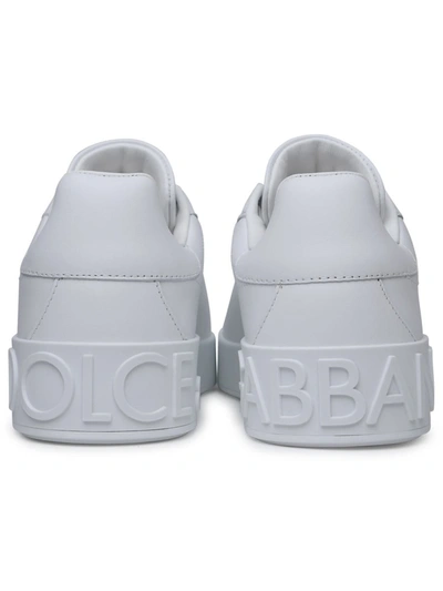 Shop Dolce & Gabbana 'portofino' White Calf Leather Sneakers