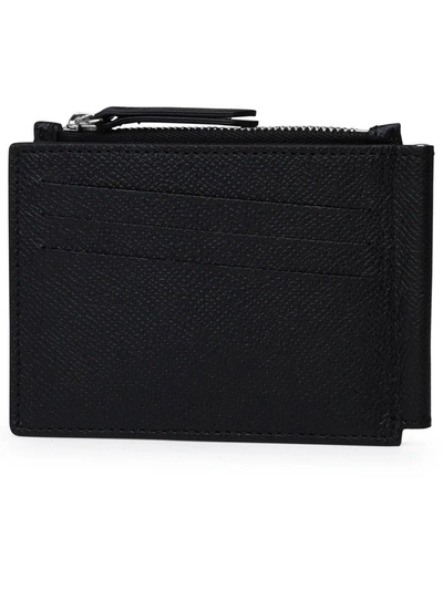 Shop Maison Margiela Four Striches Black Leather Wallet