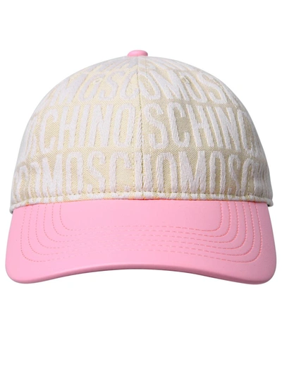 Shop Moschino Logo Hat In Avorio
