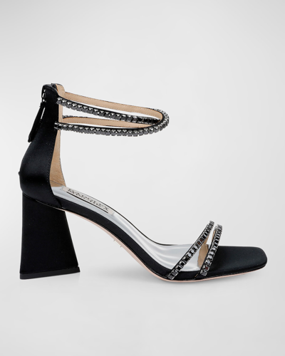Shop Badgley Mischka Lillie Metallic Crystal Ankle-cuff Sandals In Black