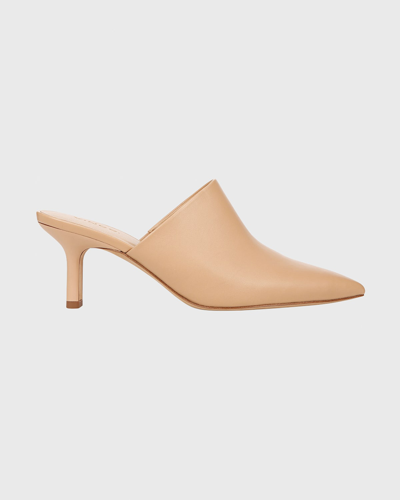 Shop Vince Penelope Leather Point-toe Mules In Catalina Blush Be