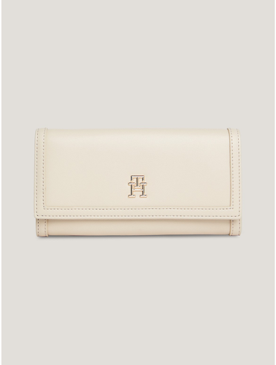 Shop Tommy Hilfiger Th City Flap Wallet In White Clay