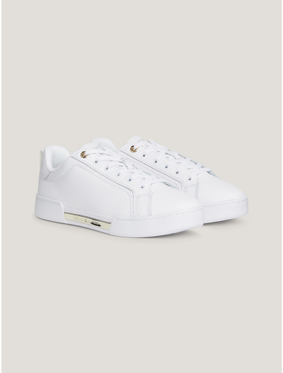 Tommy Hilfiger Hilfiger Logo Leather Sneaker In White