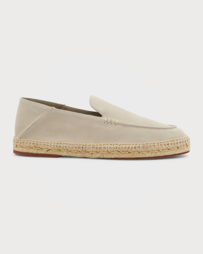 Shop Loro Piana Men's Foldover Suede Espadrille In Classic Beige