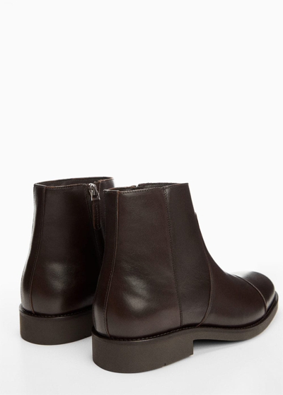 Shop Mango Leather Chelsea Ankle Boots Brown In Marron