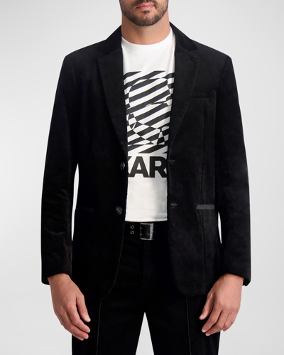 Shop Karl Lagerfeld Men's Corduroy 2-button Blazer In Black