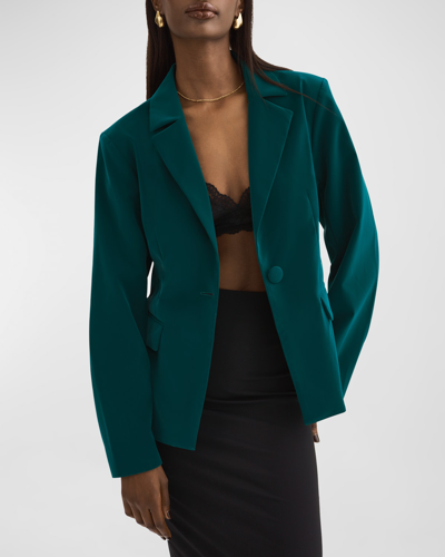 Shop Lamarque Lottie Single-button Cutaway Blazer Jacket In Dark Jade