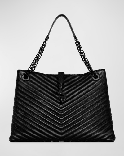 Shop Rebecca Minkoff Edie Quilted Leather Tote Bag In Black