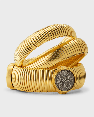 Shop Ben-amun Cobra Coin Bracelets, Set Of 3 In Gold