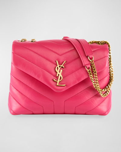 Shop Saint Laurent Loulou Small Ysl Shoulder Bag In Quilted Leather In Red