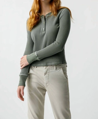 Shop Amo Thermal Henley Tee In Tea Leaf In Multi