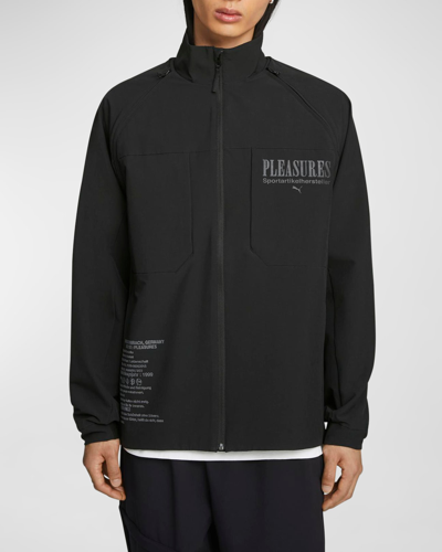 Shop Puma X Pleasures Men's Zip-off Jacket In Black