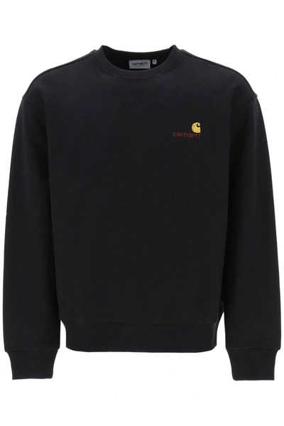 Shop Carhartt 'american Script' Crewneck Sweatshirt In Black