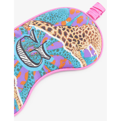 Shop Jessica Russell Women's Multi-coloured G For Giraffe Patterned Silk Sleep Mask