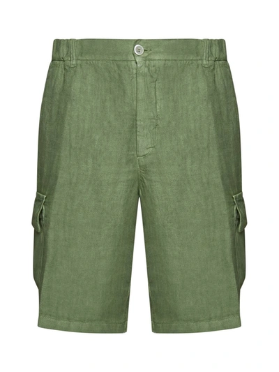 Shop 120% Lino Shorts In Medium Green Soft Fade