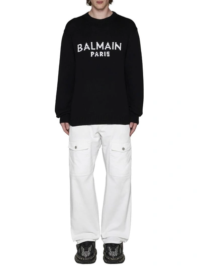 Shop Balmain Sweaters In Noir/blanc