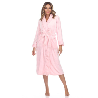 Shop White Mark Plus Size Cozy Lounge Robe In Pink