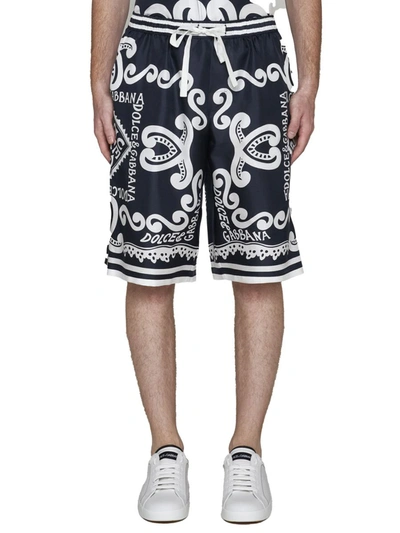 Shop Dolce & Gabbana Shorts In Dg Marina F Blu