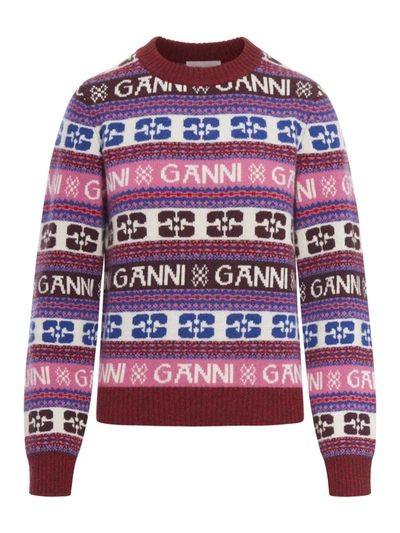 Shop Ganni Pullover Sweater In Multicolour