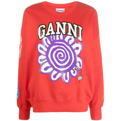 Shop Ganni Sweatshirts In Red