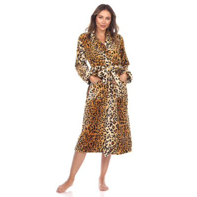 Shop White Mark Plus Size Cozy Lounge Robe In Brown