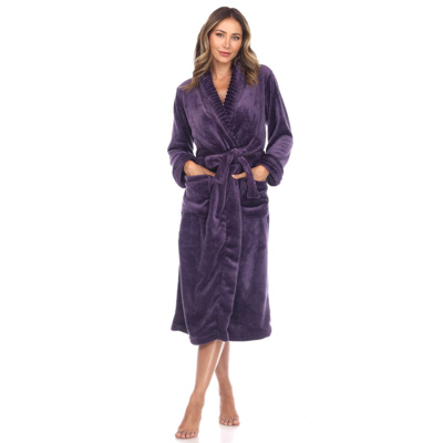 Shop White Mark Plus Size Cozy Lounge Robe In Purple