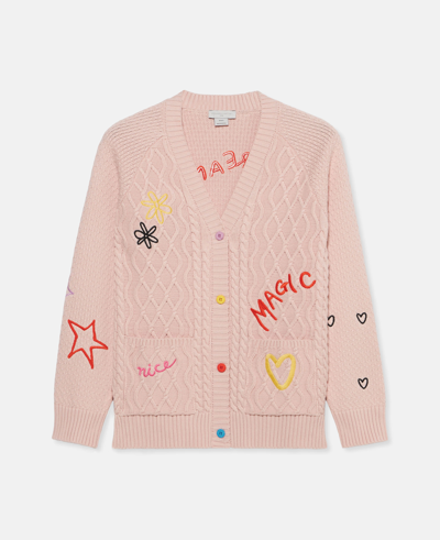 Shop Stella Mccartney Doodle Embroidery Cardigan In Pink