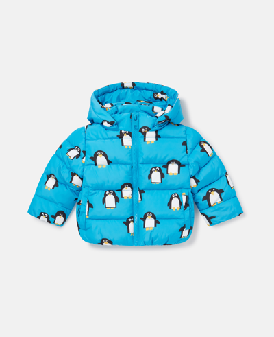 Shop Stella Mccartney Penguin Print Puffer Coat In Blue