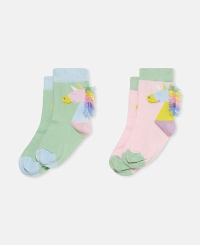 Stella Mccartney Set 2 Pairs Of Rainbow Unicorn Fringe Socks In Multicolour