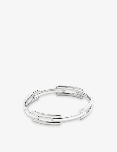 Shop Monica Vinader Womens Sterling Silver Signature Recycled Sterling-silver Link Bangle