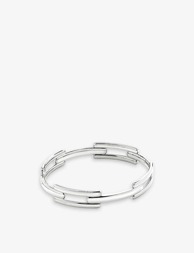 Monica Vinader Womens Sterling Silver Signature Recycled Sterling-silver Link Bangle In Silver