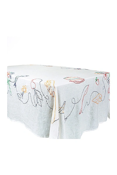 Shop Misette Linen Embroidered Tablecloth In Multicolor