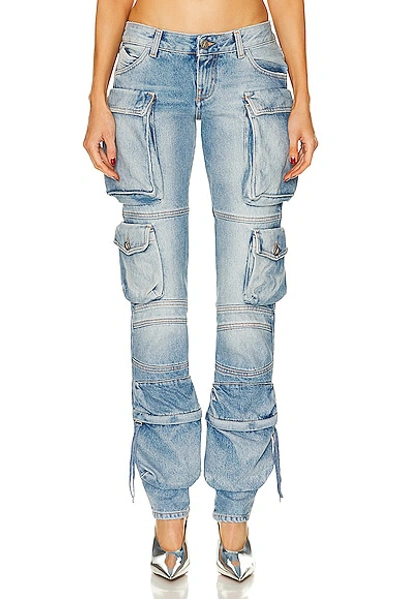 Attico Essie Flared Cargo Pants In Sky Blue
