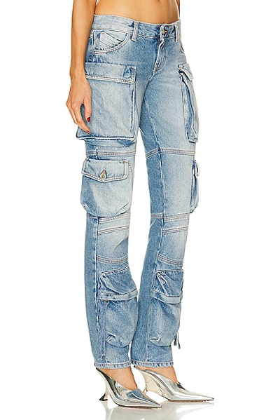 Attico Essie Flared Cargo Pants In Sky Blue