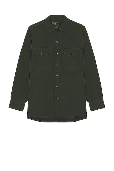 Shop Beams Work Classic Fit Pe Twill Shirt In Green