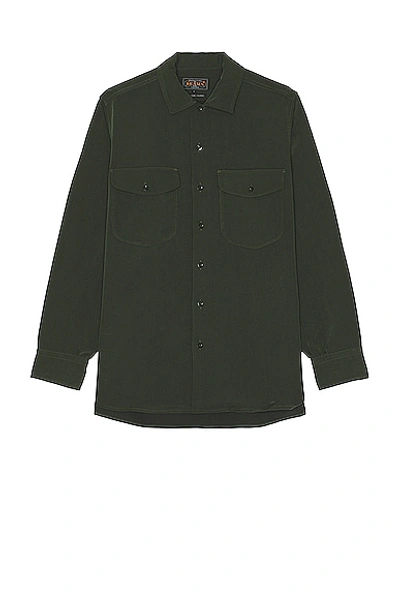 Beams Green Button Shirt In Green