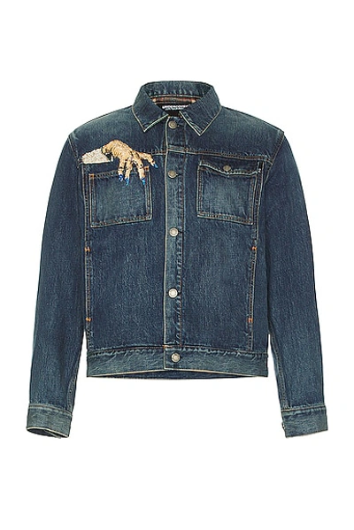 Shop Undercover Hand Denim Jacket In Indigo