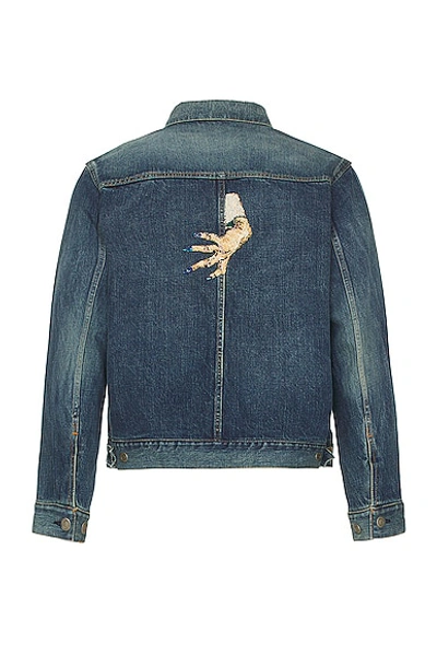 Shop Undercover Hand Denim Jacket In Indigo