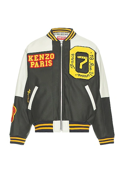 Shop Kenzo Tiger Academy Varsity Jacket In Anthracite