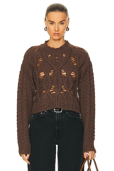 Shop Aisling Camps Crop Cable Sweater In Brown