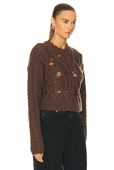 Shop Aisling Camps Crop Cable Sweater In Brown