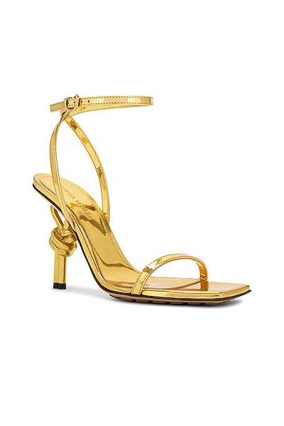 Bottega Veneta Metallic Knot-heel Ankle-strap Sandals In Gold